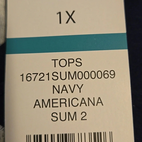 Kim Rogers Navy Americana Top Perfectly Soft Patriotic Tee Women Size 1X - Picture 9 of 12
